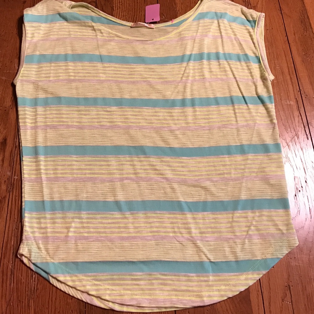 Timing Neon yellow aqua stripe super soft shirt. NWT.